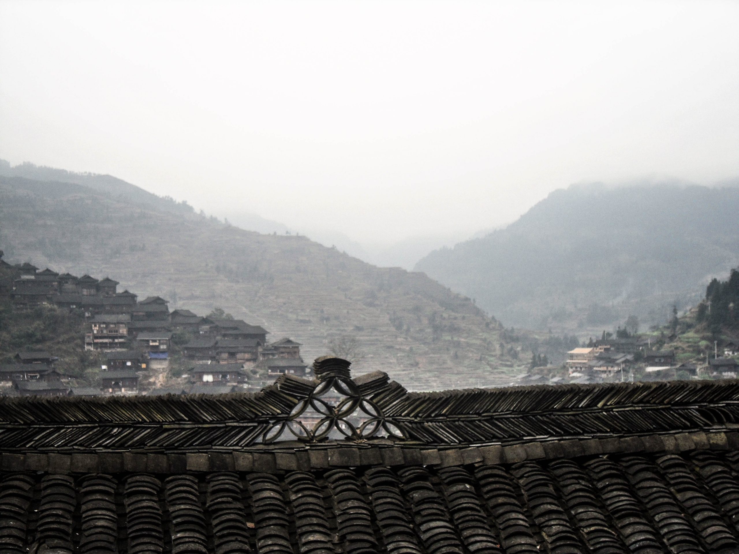 Rooftop scene in Xijiang Miao village