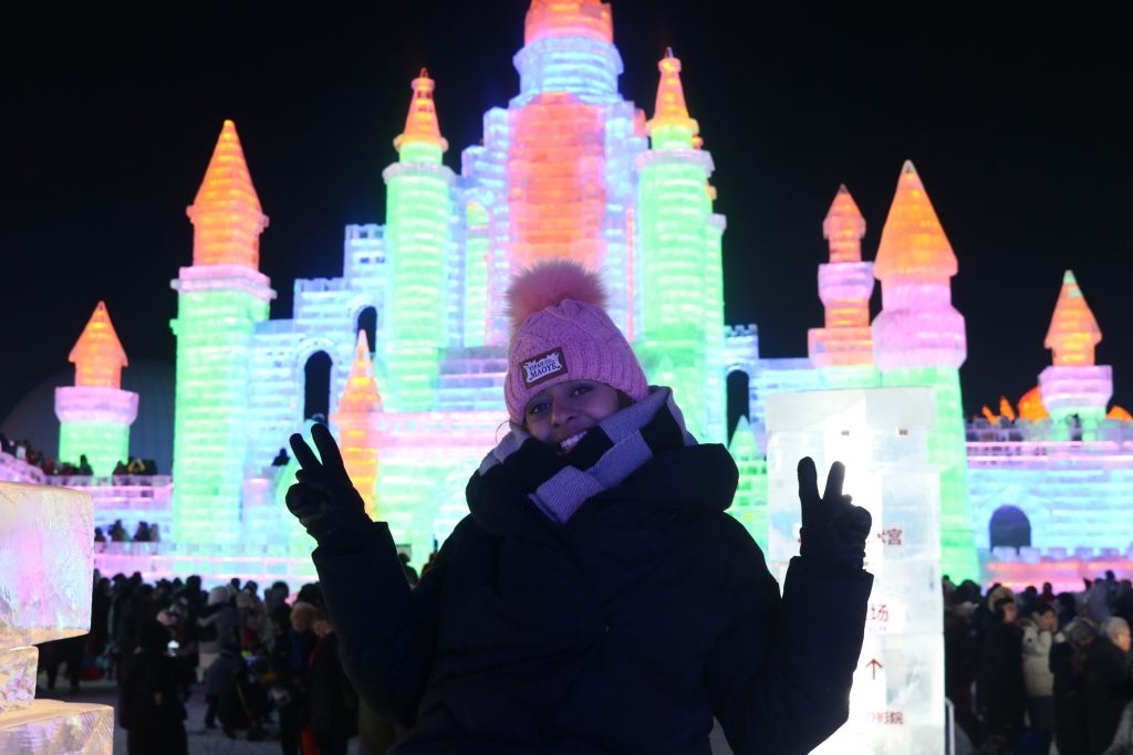 English teacher Jordan at Harbin ice festival