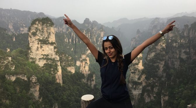 TEFL teacher Jordan posing at Zhangjiajie (Avatar mountain)